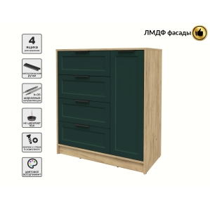 Тумба Тренд КТ-Т90 (Дуб золотой ЛДСП/ Изумруд ЛМДФ) Ш900 В1020 Г451